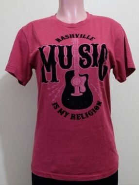 Next Level Nashville Music Graphic Tee Size S Pink T-Shirt